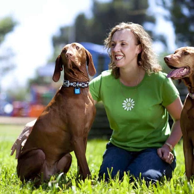 Michelle Monk With Max And Oscar Her Vizslas Square